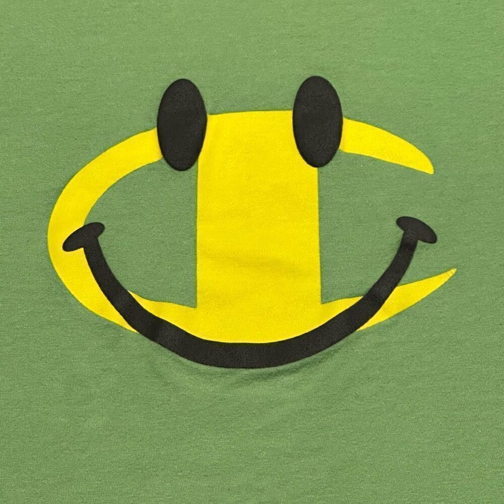 Champion Short Sleeve Green T-Shirt Happy Face | Men Size Medium - Picture 2 of 9